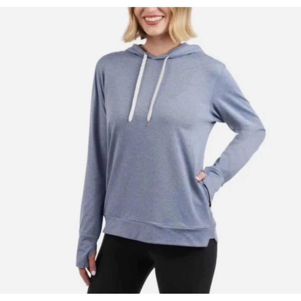 NWT Kirkland Signature Womens Heather Blue Lightweight Pullover Hoodie •M• Layer